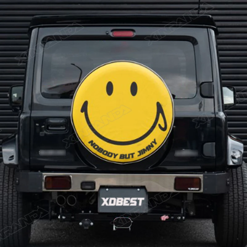 For Suzuki Jimny Parts Car Spare Tire Cover Smiley Face PU-15 Inch Spare Wheel Cover For Suzuki Jimny JB64 JB74W JB64W 2019+