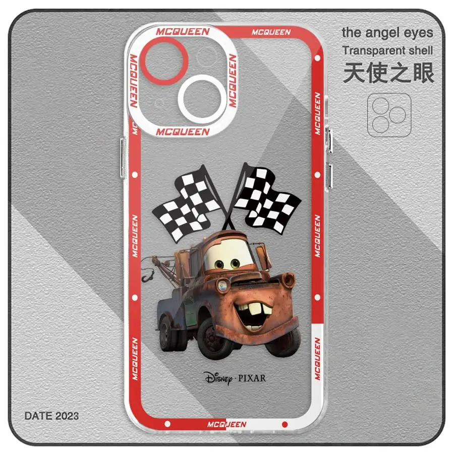 Disney Cute Lightning McQueen Phone Case for iPhone 16 13 Pro Max SE 8 7 Plus XR 14 15 Pro Max 11 12 Mini  X XS Max Clear Soft