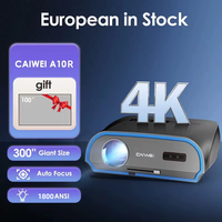 CAIWEI A10R 1800ANSI 1920 * 1080P Full HD 4K Projector Smart Android Auto Focus Outdoor Home Cinema Projectors for Movies Video