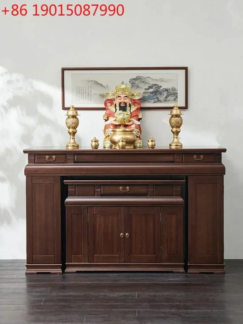 

Solid wood household God of Wealth incense Zhongtang incense casket offering table Buddhist casket offering table simple