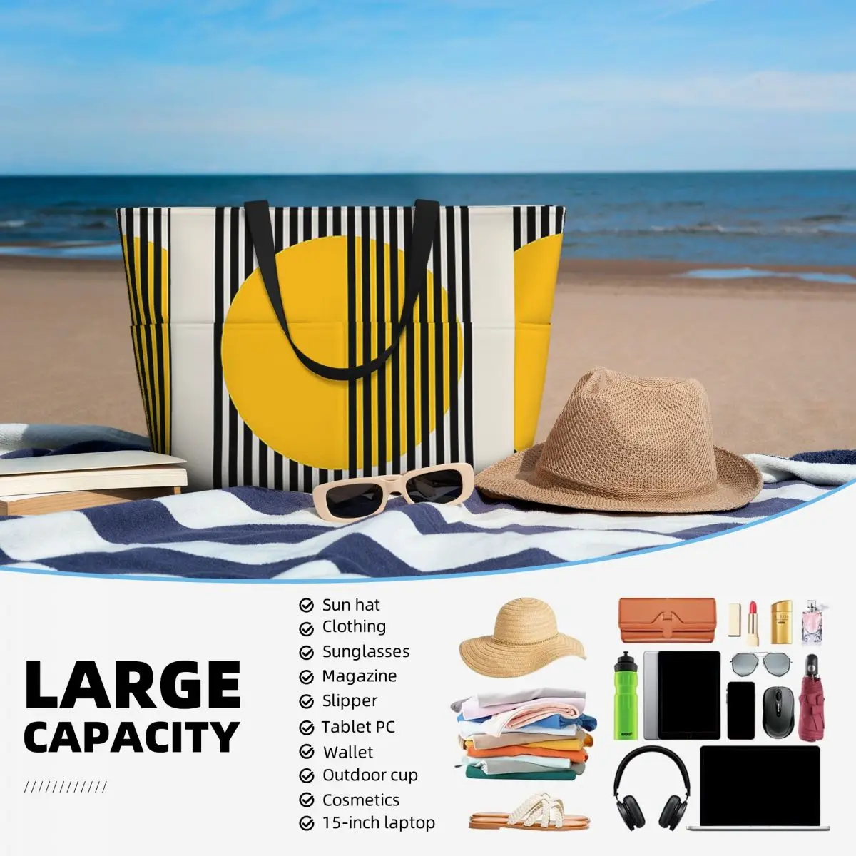 Выставочный принт Bauhaus, настенное искусство, желтый круг, настенная пляжная сумка-тоут, спортивная сумка для спортзала, йоги, женская дорожная сумка, сумка для фитнеса