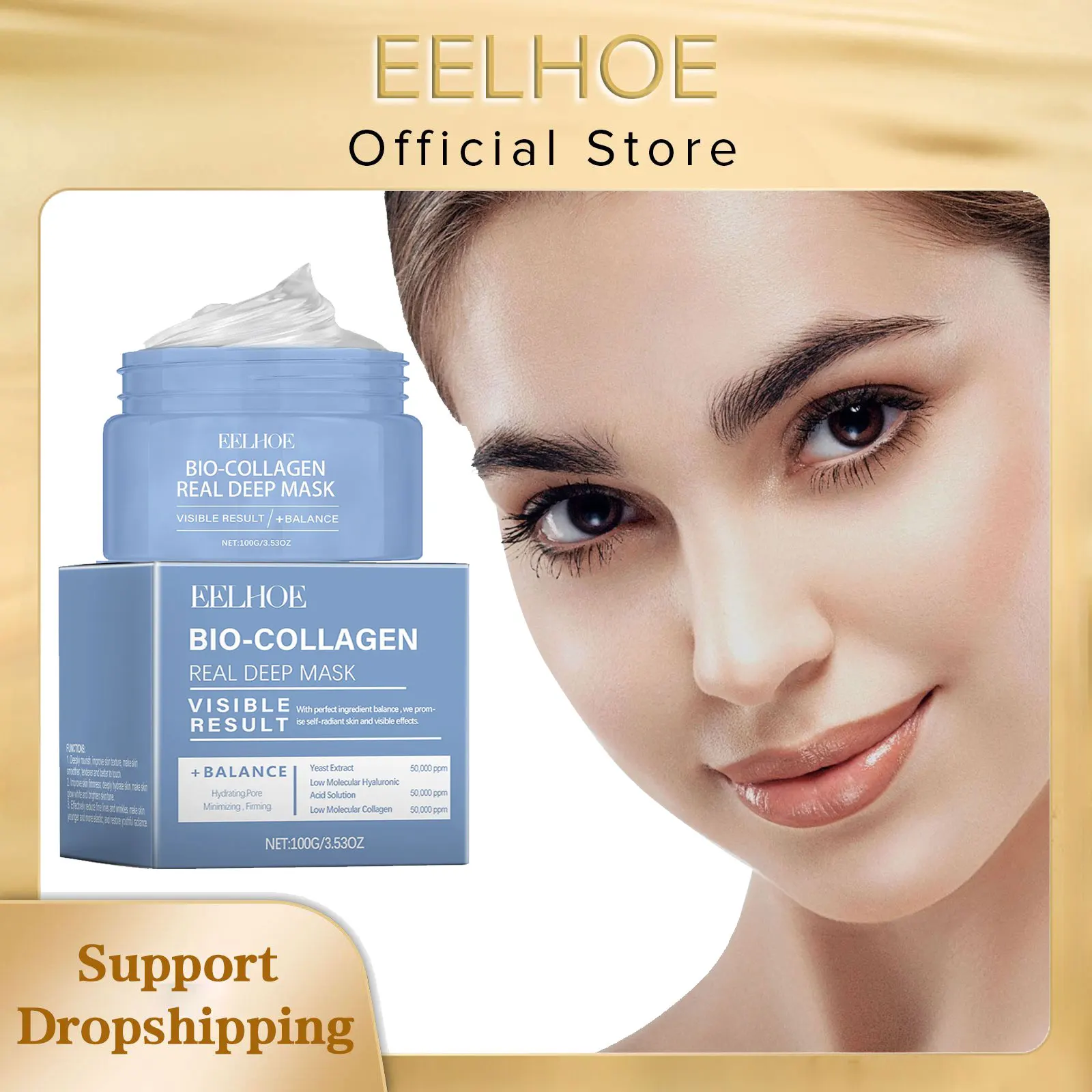 EELHOE Bio Collagen Face Mask Peel off Moisturizing Facial Nicotinamide Smooth Face Skin Deep Cleansing Blackhead Peel off Mask