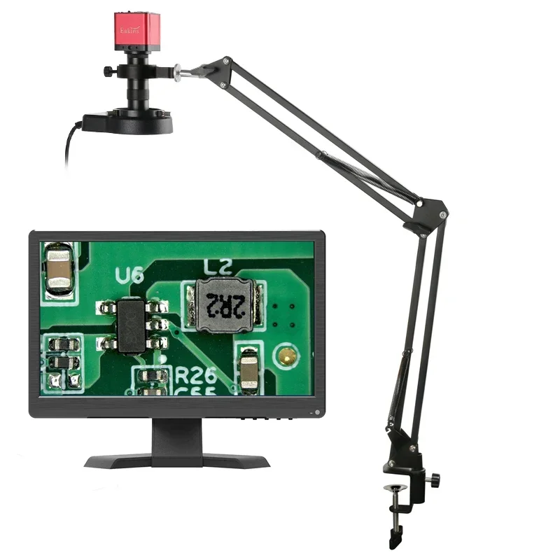 

130X 1080P HDMI VGA Type-c Industrial Video Digital Microscope Camera Cantilever Stand Large Field Of View For Phone PCB Repair