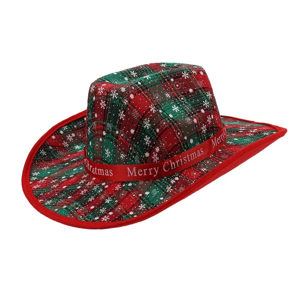 Fashion Sequins Christmas Cowboy Hat Snowflake Elk Jazz Hat Large Felt New Year's Party Hat Women