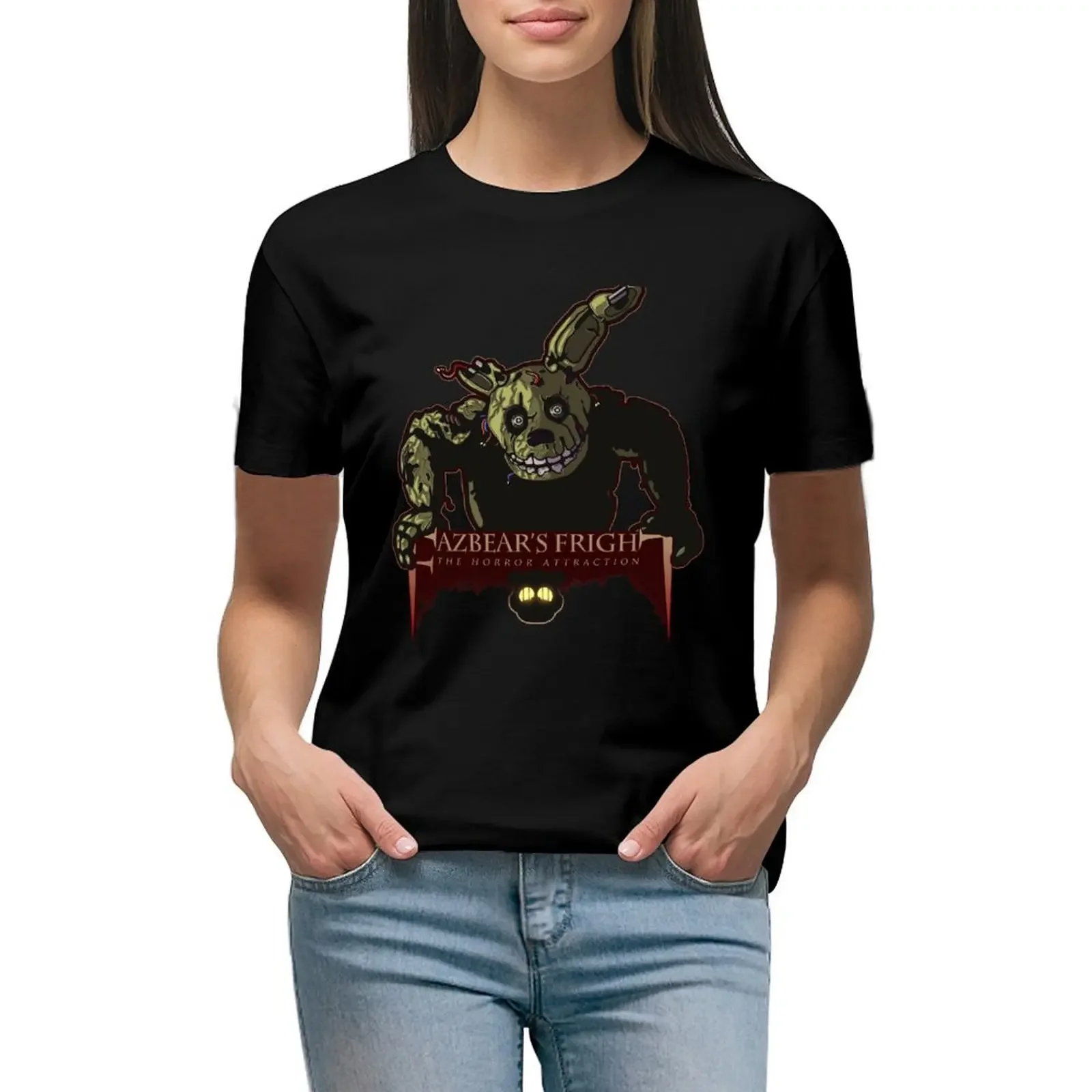 

Fazbear's Fright: The Horror Attraction T-Shirt vintage clothes oversized female t shirts for Women graphic