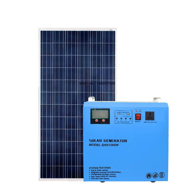 Portable Solar Generator Energy System Kit with Home Camping Laptop Fan TV Panel Charger