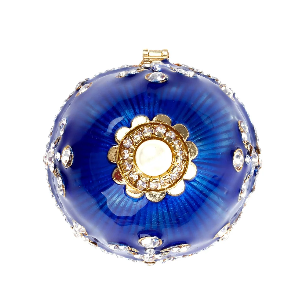 

1Pcs Metal Craft Jewelry Box Egg Shape Alloy Rhinestone Design Small Trinket Case for Earrings Rings Beads Jewelry Holder