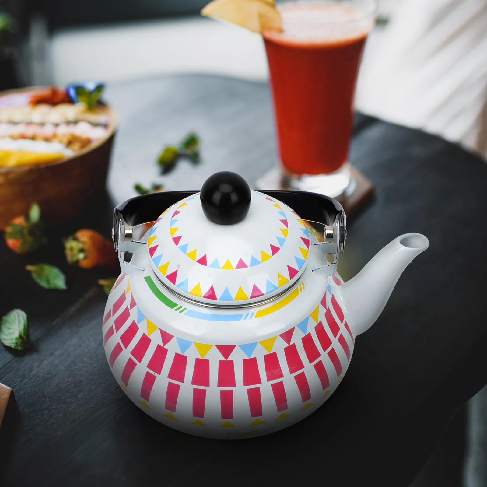 

Household Enamel Kettle Heating Water Kettle Large Capacity Anti-Scald Handle for Home Kitchen Coffee Shop Decorative Teapot