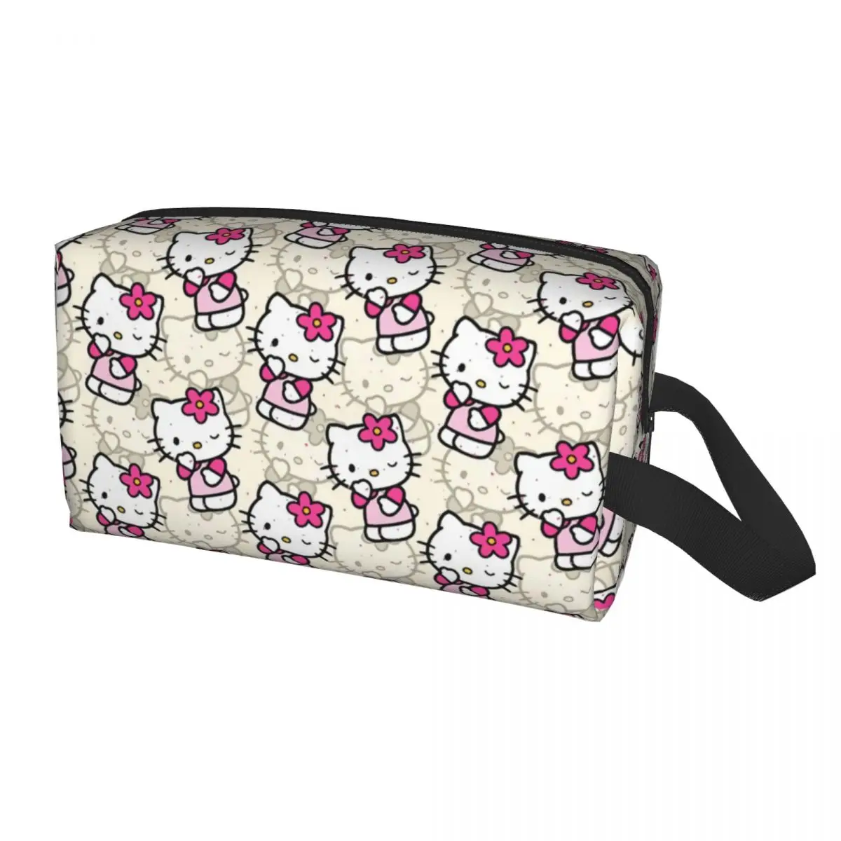 Custom Hello Kitty Cat Toiletry Bag Women Cosmetic Makeup Organizer Ladies Beauty Storage Dopp Kit Box