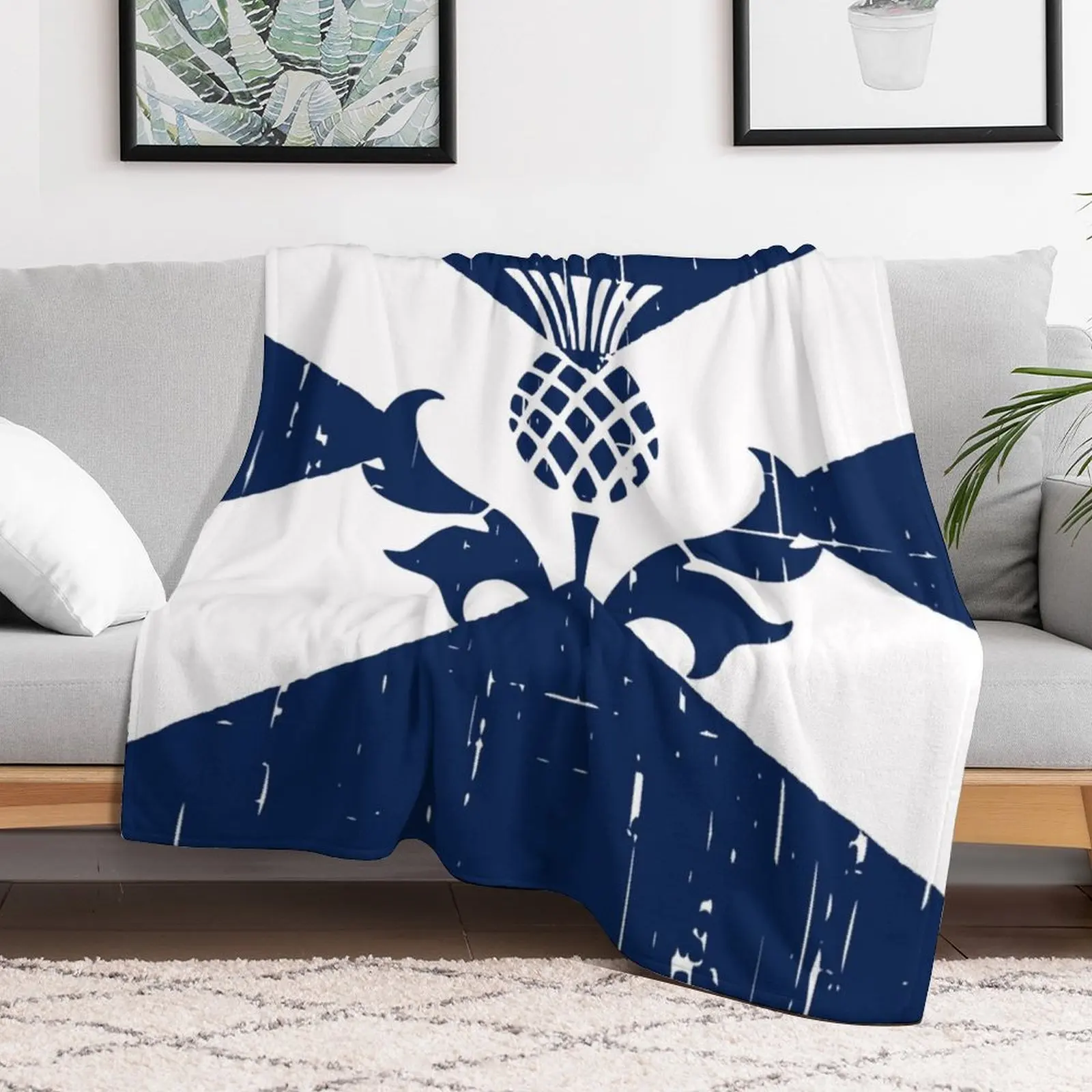 Saltire Scottish Flag and Scottish Thistle Throw Blanket Custom Decorative Throw Blankets