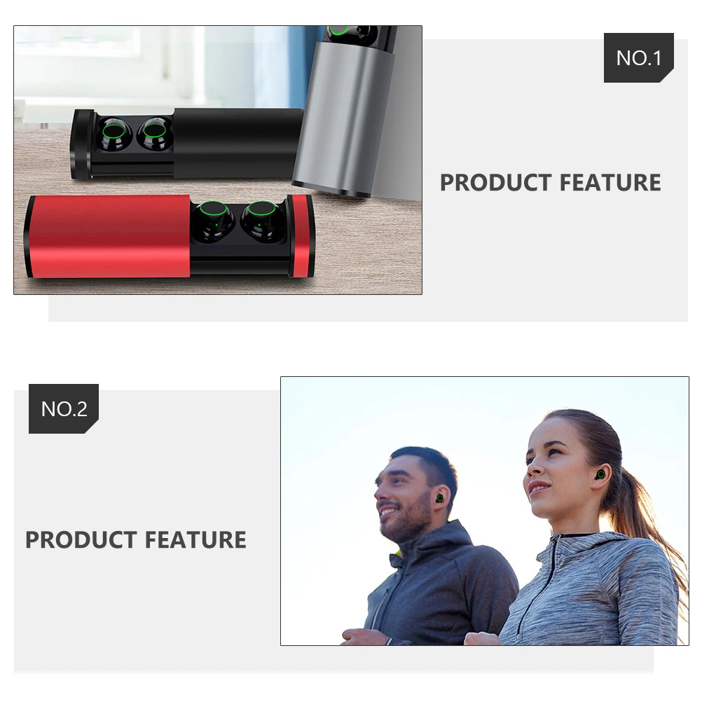 

1Set Wireless Earphones Smart Touch Control Ipx5 Sweatproof Automatic Pairing Sport Headset Charging Case