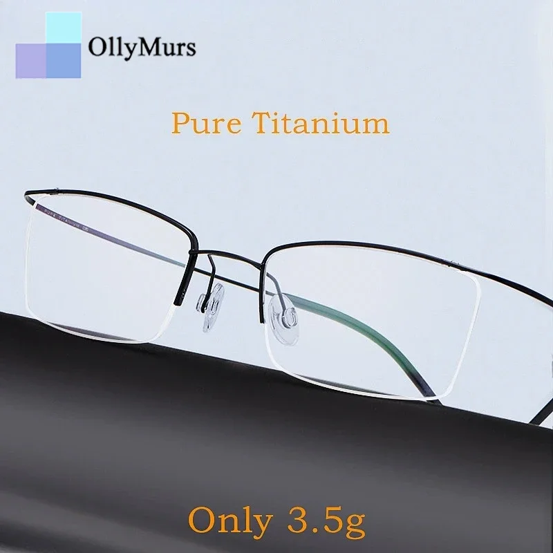 

OLLYMURS Ultra-light Comfortable 100% Pure Titanium Eyewear Ultra-tough Men's Half-frame Optical Prescription Glasses 30004