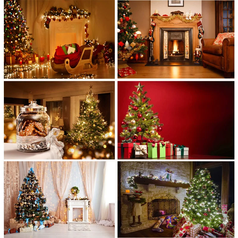 

Photorealistic Fabric Christmas Day Photography Backdrops Prop Christmas Tree Festival Theme Photo Studio Background SD-01