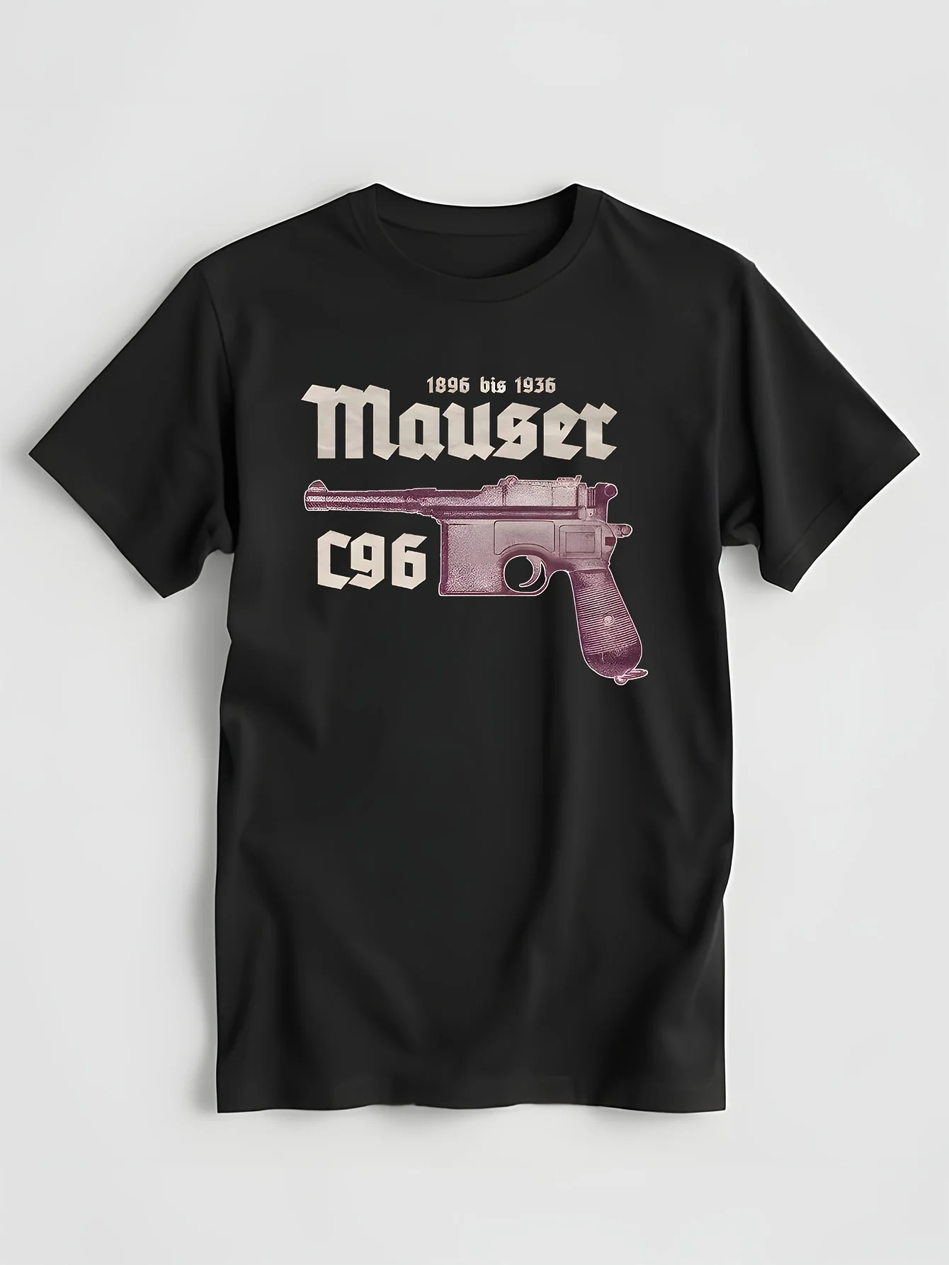 Mauser C96 T shirt Burgundy pistol 08 parabellum self loading pistol Germany