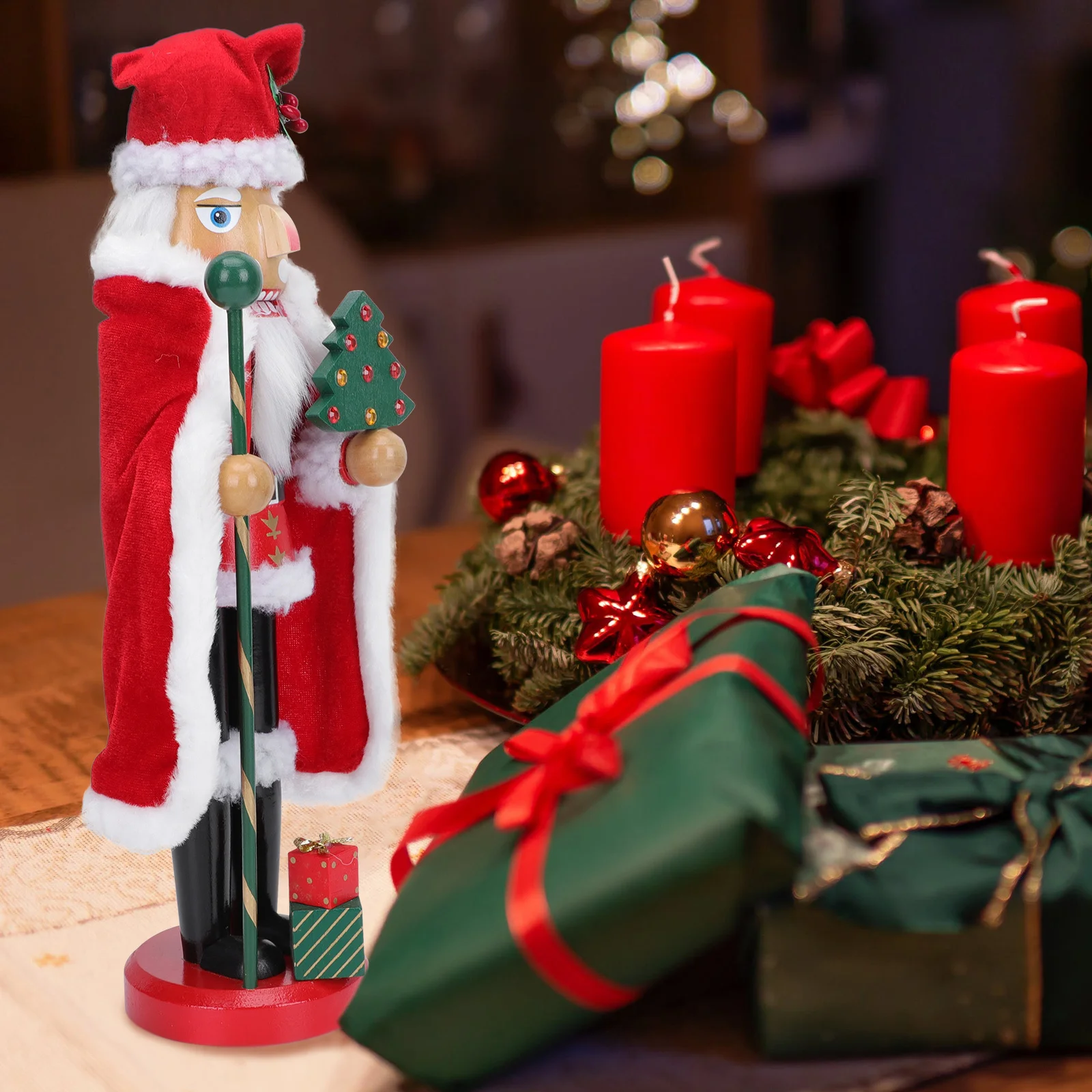 

Nutcracker Pendant Xmas Adornment Cartoon Decor Desktop Ornament Wooden Walnut Figure Christmas Party Prop Nutcracker Puppet