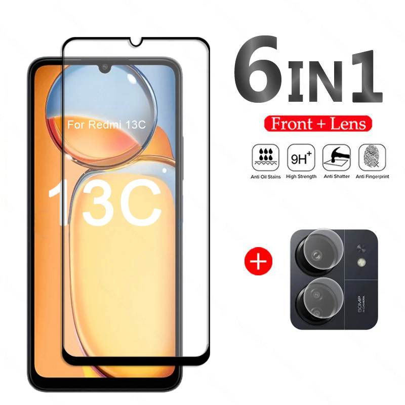 Per Xiaomi Redmi 13C Vetro Redmi 13C Vetro Temperato Copertura Completa Protezione Dello Schermo Pellicola Della Macchina Fotografica Redmi 13C 12C