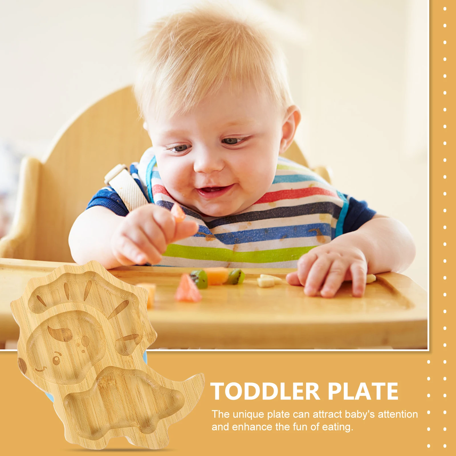 

1 set Bamboo Dining Tray Set Kids Plates Toddler Suction Baby Bowl Fork Spoon Blue Color Feeding Supplies