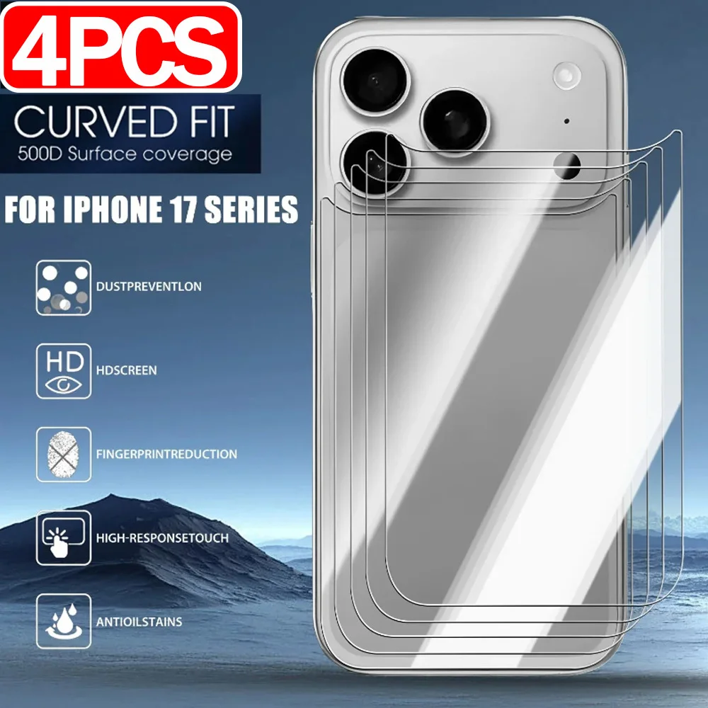

4 Pieces for iPhone 17 Pro Max/17 Pro Back Protective Tempered Glass Protector - Case Friendly, Easy Installation, Anti-Oil