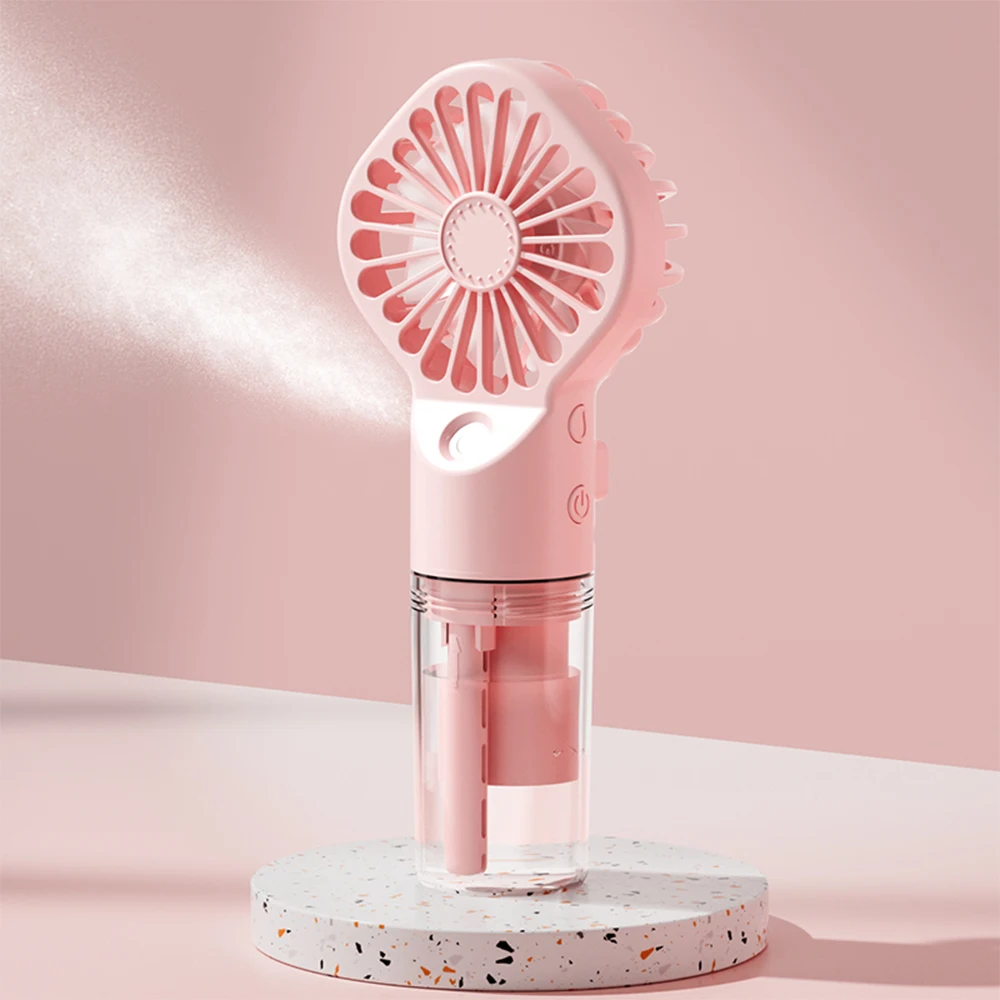 Draagbare Luchtbevochtiger Ventilator Mini Handheld Mistventilator Draagbare Usb Oplaadbare Handheld Ventilator Met Luchtbevochtiger Mini Waterspray Handventilator - afbeelding 1