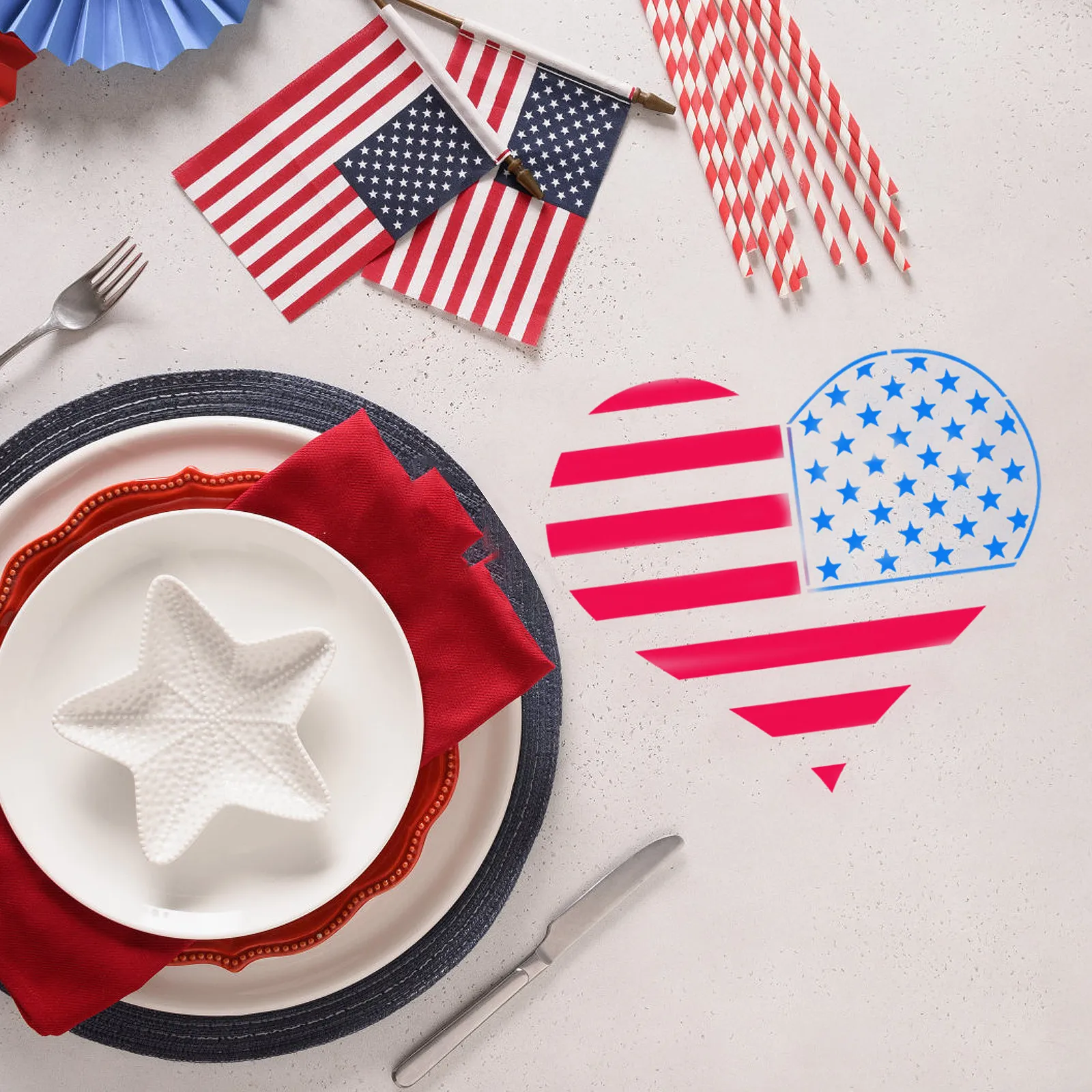 4pcs American Flag 4 Wall Art Stencil Pcs A4 Paint Templates for Walls Large Designs Reusable Plastic Art Craft Wall Decor