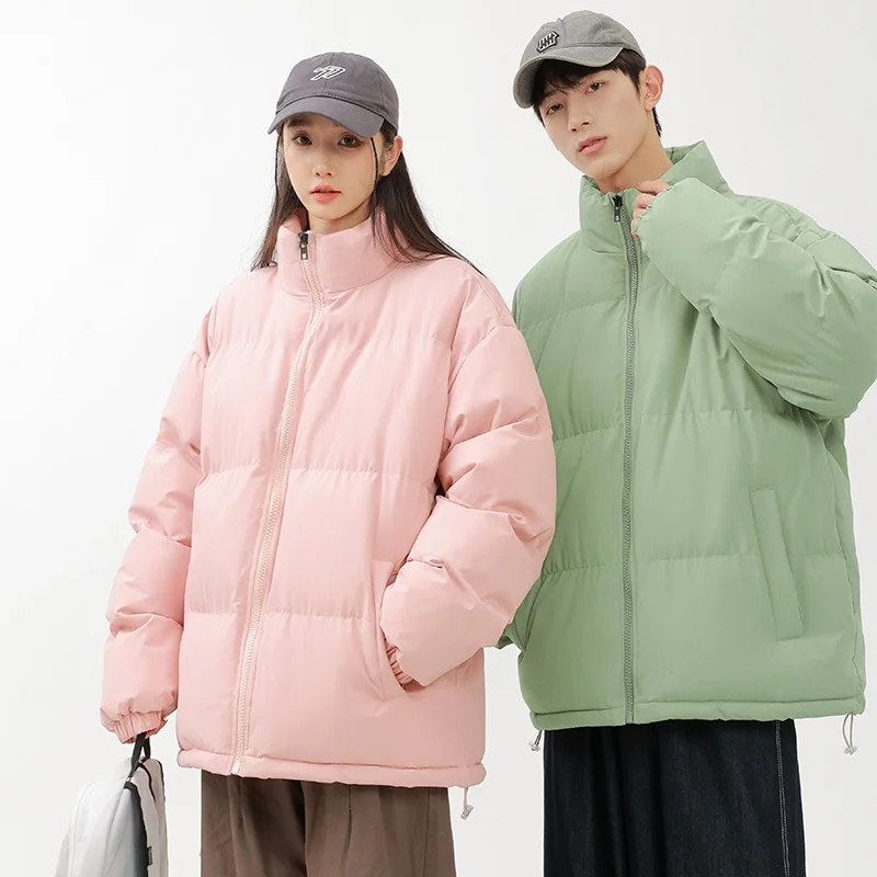 سترة قطنية جديدة سميكة بياقة عالية للجنسين، ملابس خارجية دافئة للخريف والشتاء، لون نقي متعدد الاستخدامات بأسلوب شبابي عصري لل... #5