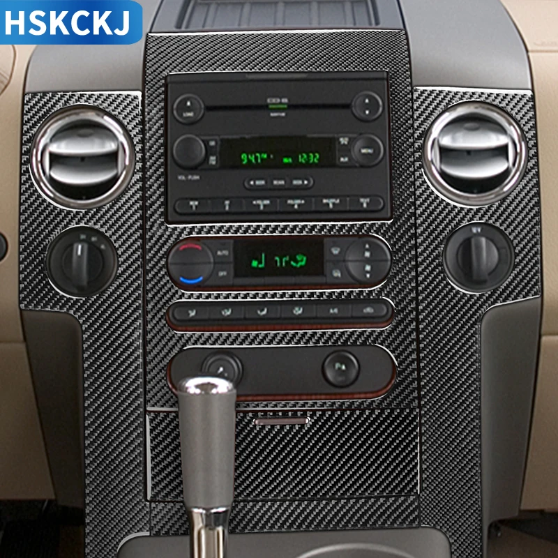 

For Ford F150 2004 2005 2006 2007 2008 Carbon Fiber Radio Air Conditioning AC Panel Ashtray Central Control Both Sides Sticker
