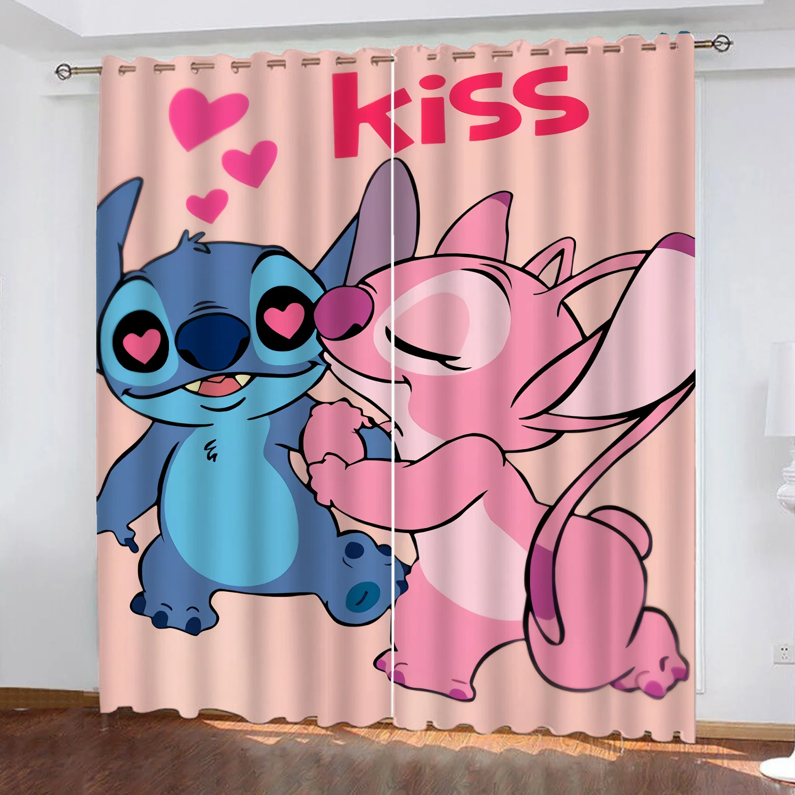 Cute Stitch Blackout Window Curtains for Kids Bedroom Living Room Bathroom Kicthen Door Home High Shading