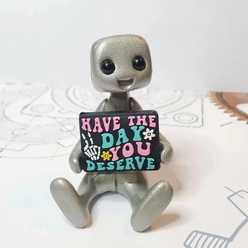 Your Anxiety Is A Lying H*e Robot Cute Tiny Robot Figure Mental Health Desk Companion Home Office Desk Buddy Relief Anxiety Gift