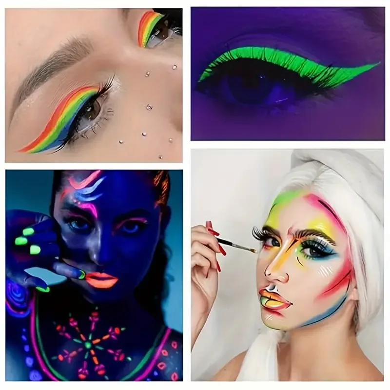 Face Body Painting 35g Rainbow Split Cake Fluorescent Neon Water Activated Eyeliner High Pigment Body Art Painting Makeup