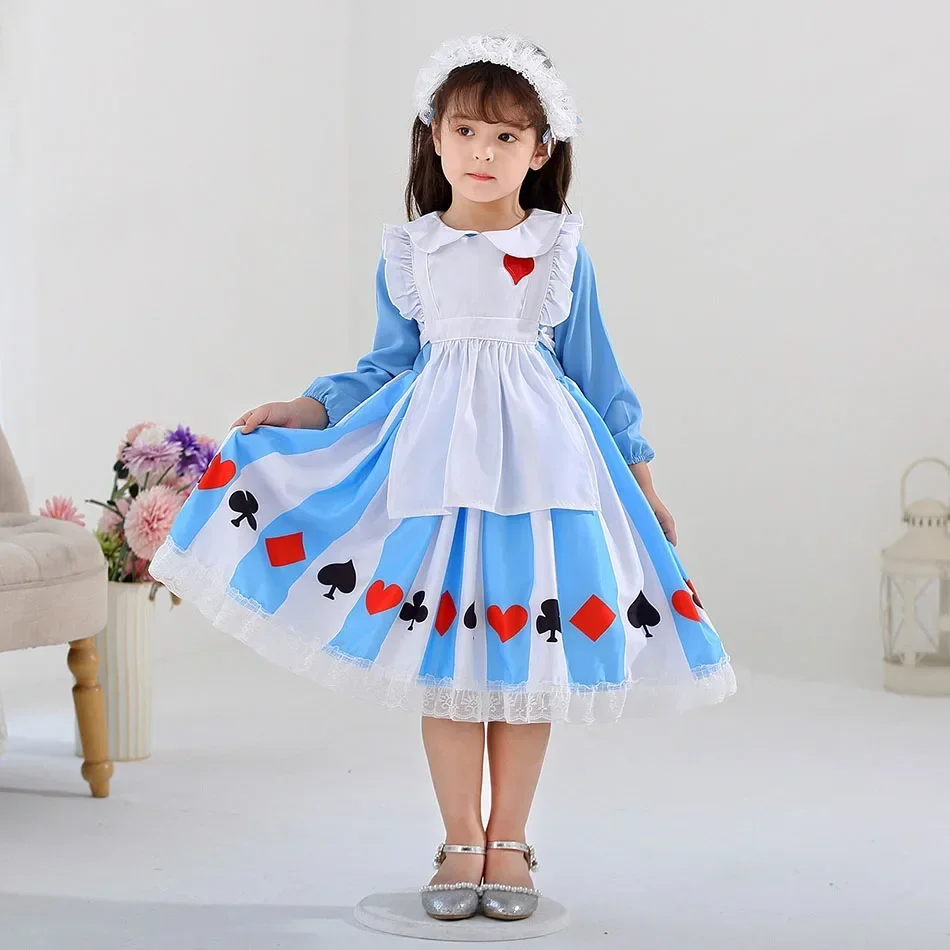 New Sissy Maid Lolita Cosplay Costume Kids Princess Halloween Dress Girls Anime Alice Birthday Party Dress Baby Clothes Outfits