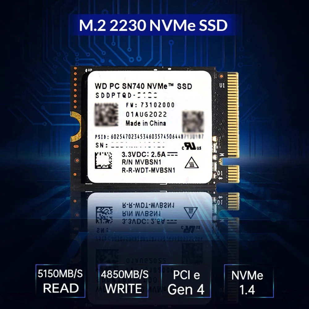 웨스턴 디지털 WD SN740 1TB 2TB SSD M.2 2230 Gen4 PCIe 4.0 X4 NVMe 솔리드 스테이트 드라이브, 스팀 데크 마이크로소프트 서피스 프로 X용