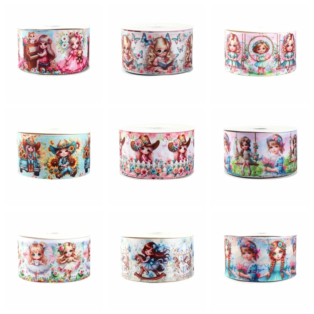 

Cowboy Girl Grosgrain Ribbon 50Yards Liston 3inches Decoration for Hairbows Craft Materials DIY Accessories