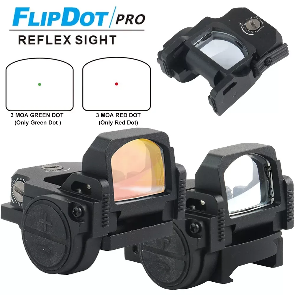 Tactical Folding Flip Up Green/Red Dot Sight Mini Scope Reflex Optic with 20mm Mount Base for Glock Rifle Handgun