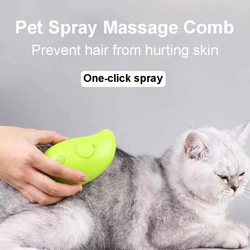 Pet Dog Steam Brush Electric Spray Cat Hair Comb 3 in1 Dog Steamy Brush for Massage Pet Grooming Removing Tangled and Loose Hair