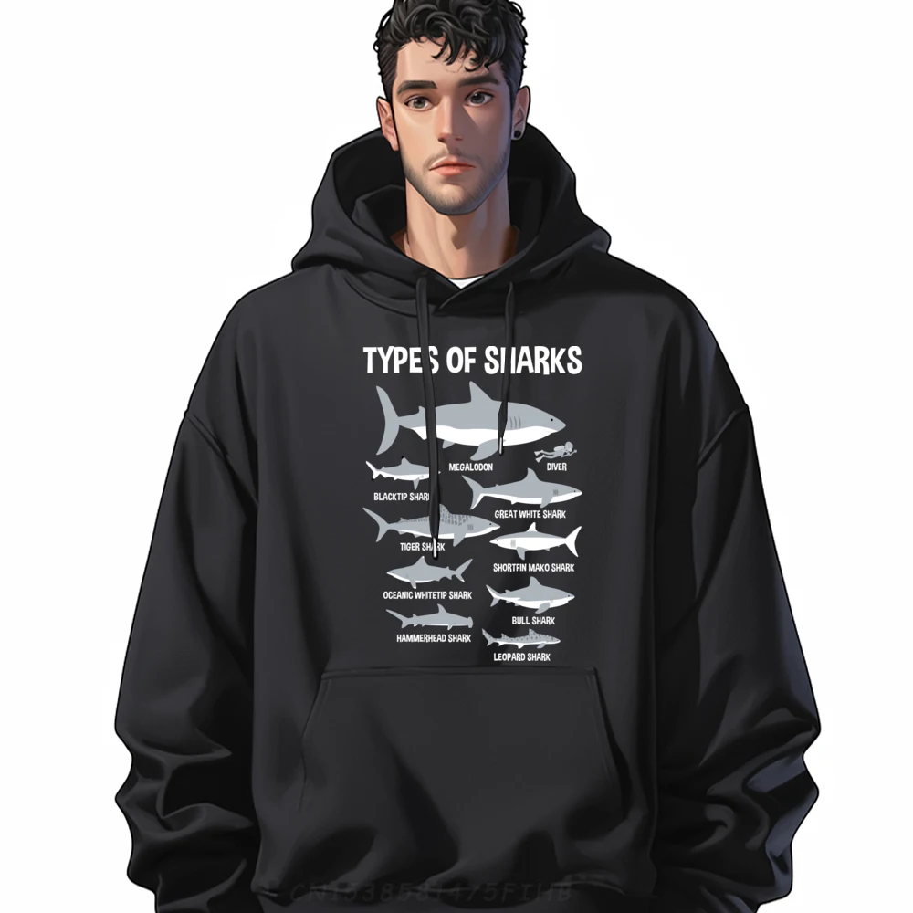 

9 Types Of Sharks Educational Family Casual Hoodies O Neck Funny Graphic Long Sleeve Hoodies Gift Idea Slogan Sweatshirt
