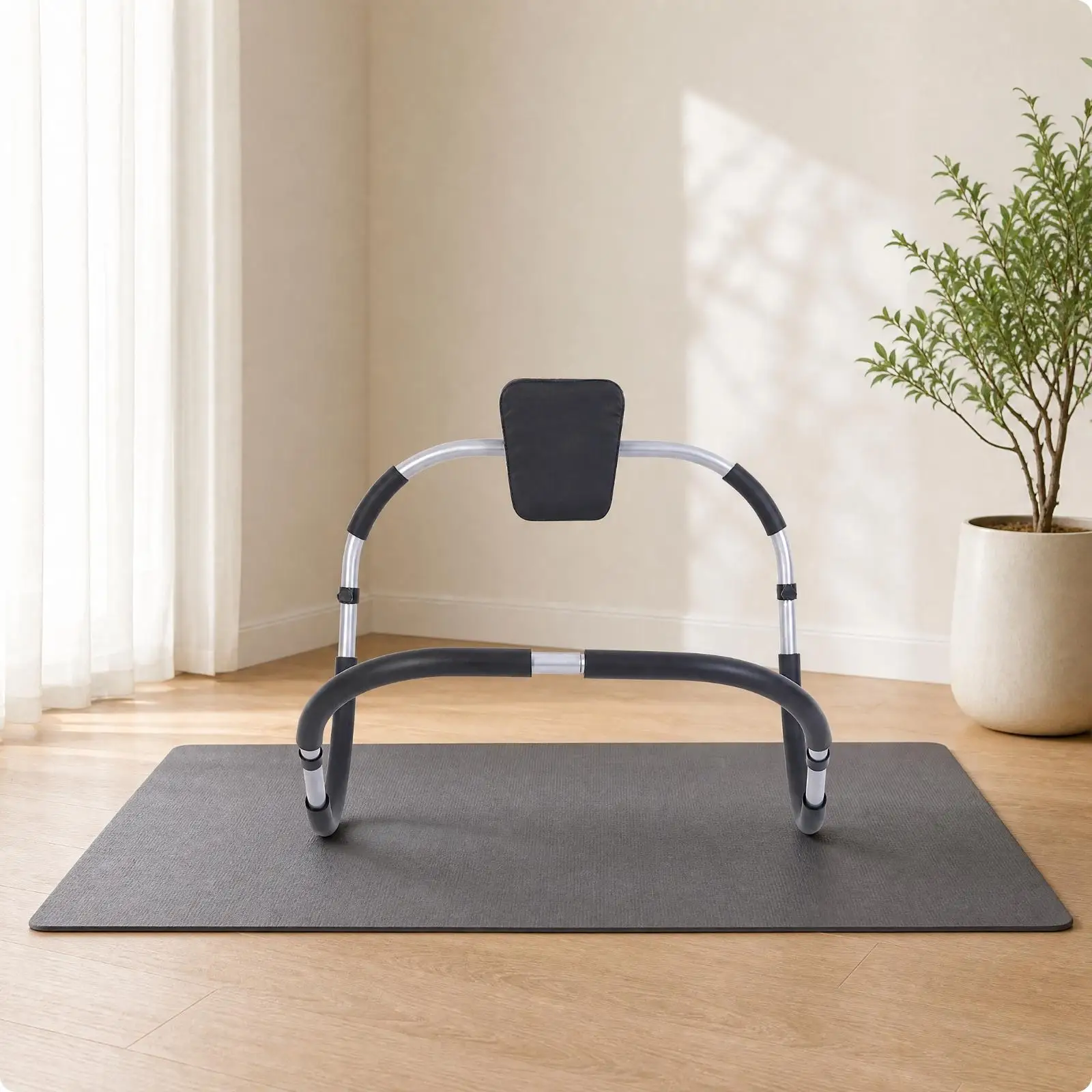 Freestanding Abdominal Trainer for Sit Up Routine Home Fitness Core Workout Gear with Rubber Foam Comfort Support