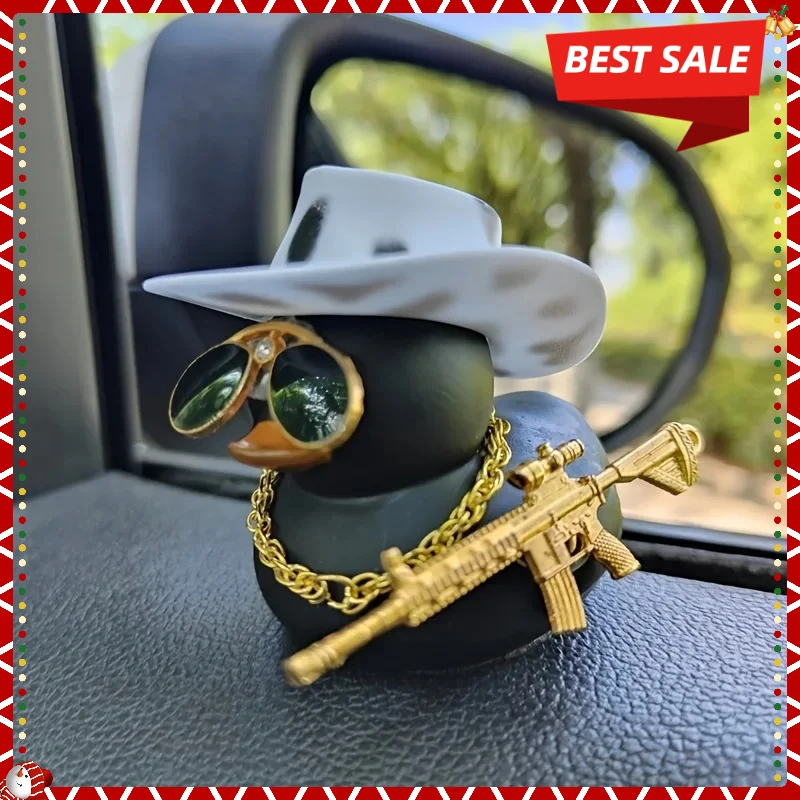 2025 أفضل بائع 1 قطعة قبعة رعاة البقر ديكور سيارة البطة السوداء-زخرفة مرآة الرؤية الخلفية ، تصميم لطيف للسيارات الداخلية