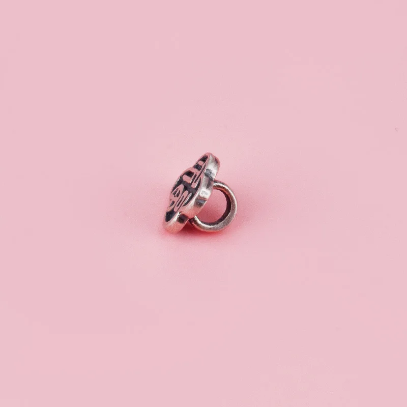 زر نهاية صغير عتيق من الفضة الإسترليني S925، مشبك دائري من الدانتيل بأربع أوراق "Fu" حبل مضفر ذاتي الصنع #6