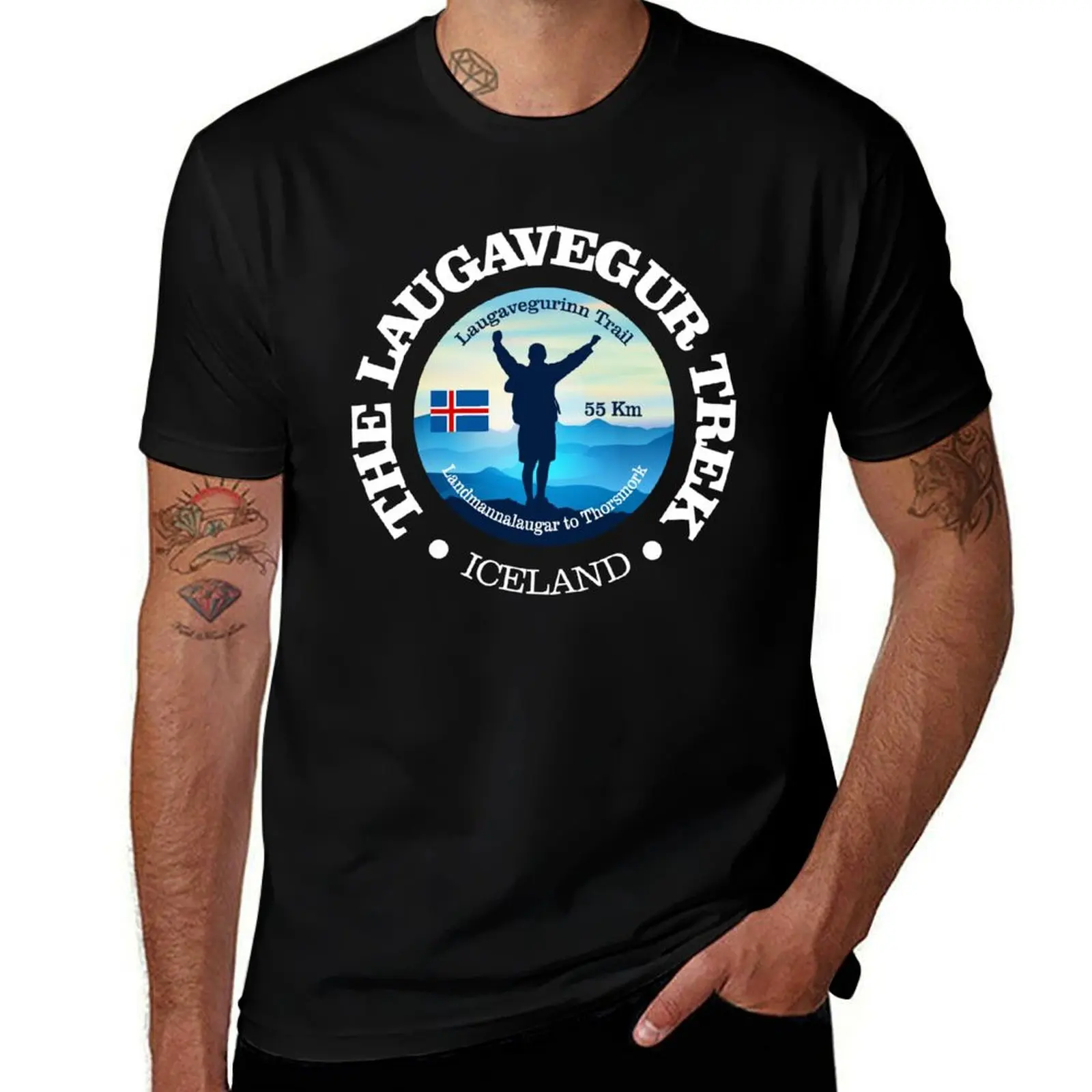 

Laugavegur Trek (V) T-Shirt customs blacks Men's cotton t-shirt