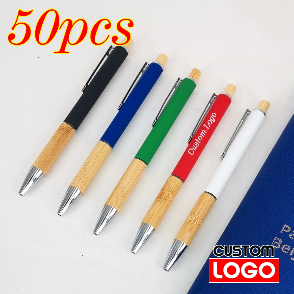 

50pcs Metal Gift Advertising Pen Custom LOGO Student Stationery Office Ballpoint Pen Lettering Name Promotional Pen Wholesale