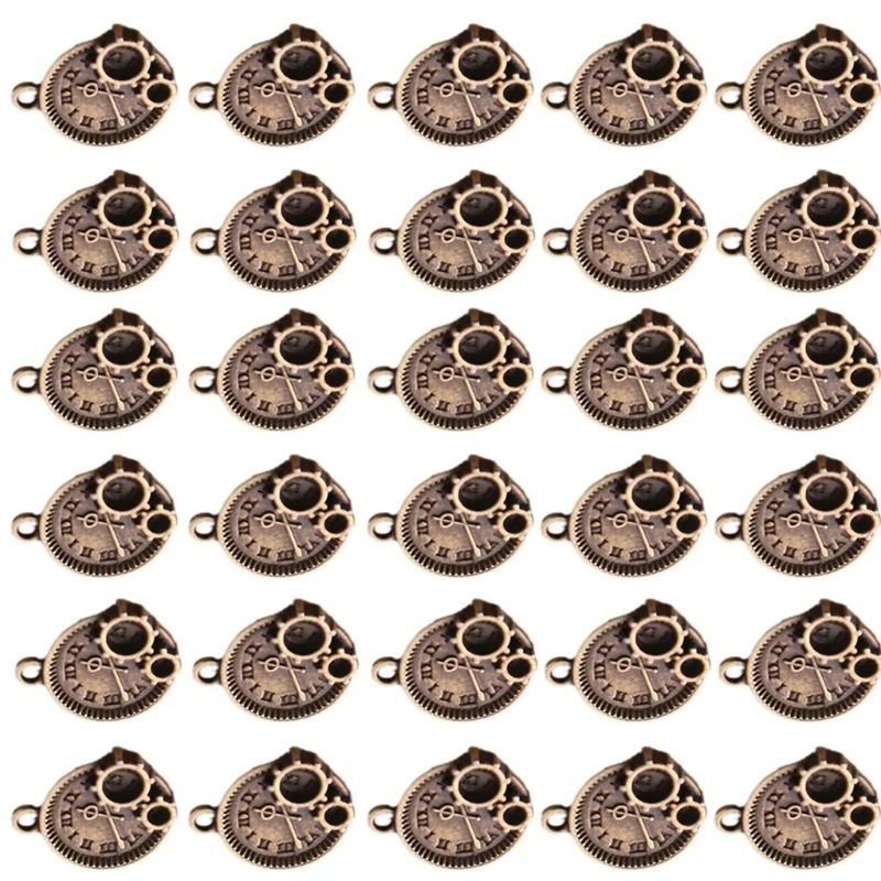 30pcs Stylish Time Gear Pendants Sturdy Zinc Alloy Charm For Craft Enthusiasts