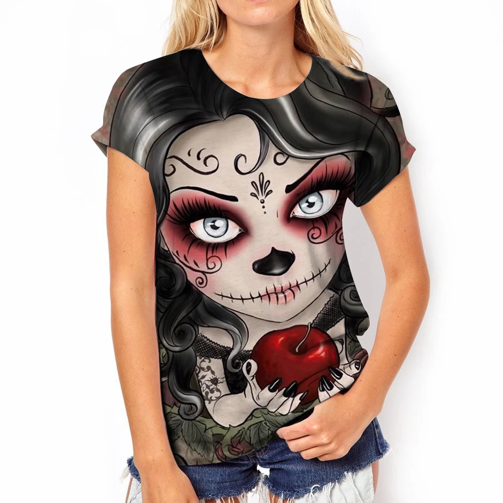 2023 New women\'s shirt Skull Day shirt Dead shirt Crew neck dress Cotton short sleeve casual hip hop t-shirt