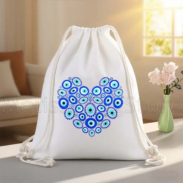 ماتي الأزرق عين الشر سحر الدوائر اليونانية قماش الرباط أكياس كرة القدم على ظهره الصالة الرياضية Sackpack الهدايا سلسلة حقيبة لمسافات طويلة الرياضة