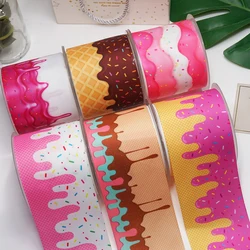 DIY Cartoon Food Printed Grosgrain Ribbon For Craft Supplies Sewing Accessories 5 Yards, Planar Resins 10 Pieces. 56063