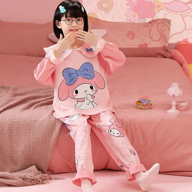 Pakaian tidur wanita Anime Sanri Cinnamoroll lucu pakaian tidur My Melody baju lengan panjang kaus celana mainan Piyama