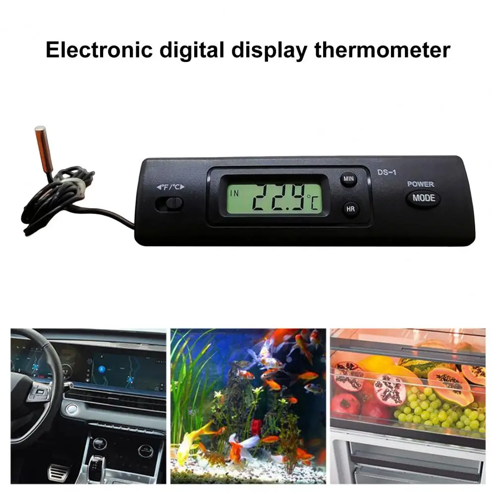 Digital Thermometer Reads Inside/Out LCD Display Car Thermometer Double Probe Celsius Fahrenheit Conversion Temperature Gauge