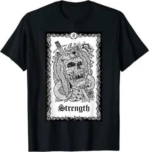 Strength Tarot Card T Shirt Skull Goth Punk Magic Occult SweaT 27748