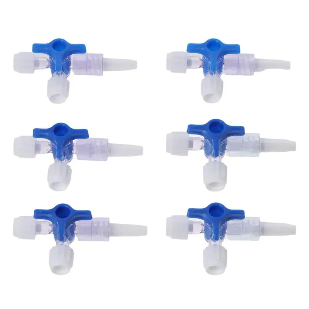 6pcs Disposable Medical Valve 3-Way Stopcocks with Luer Connections Male Lock for School Projects