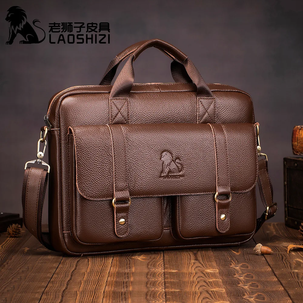 Nowa, w 100% prawdziwa skóra męska teczka torba na laptopa o dużej pojemności torebka biznesowa codzienne torby na ramię typu crossbody torba listonoszka