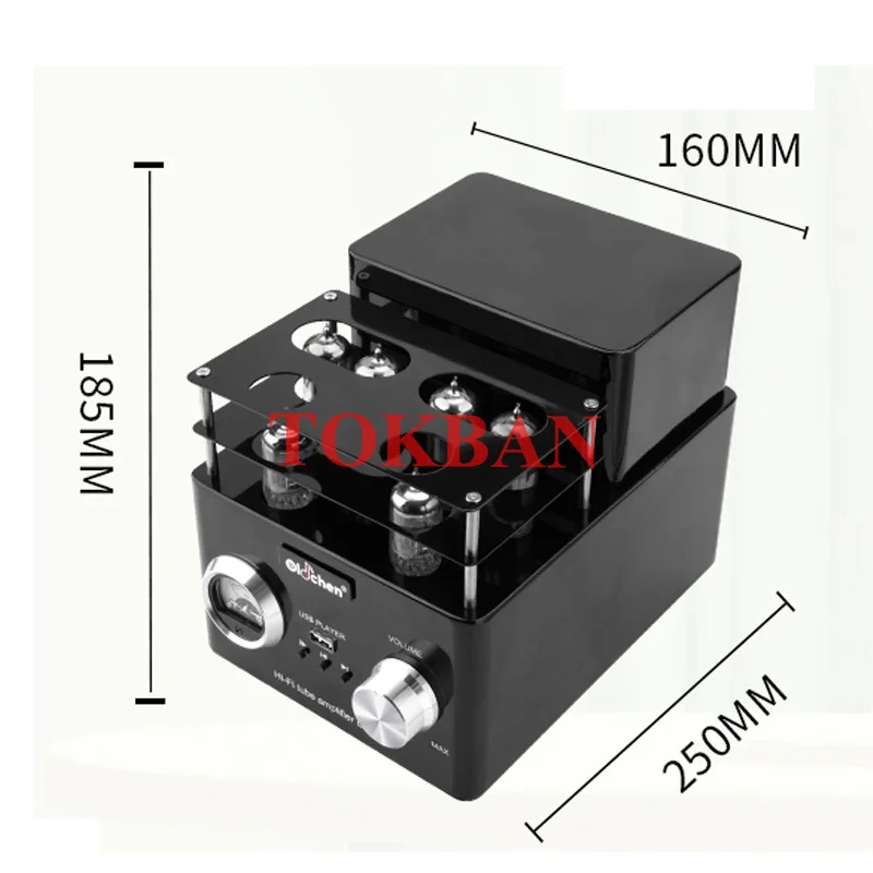 Tokban 6n2 6p1 Tube Amplifier 12w*2 High Power Bluetooth 5.0 APTX-HD Vu Meter USb Player HIFI Amplifier Audio